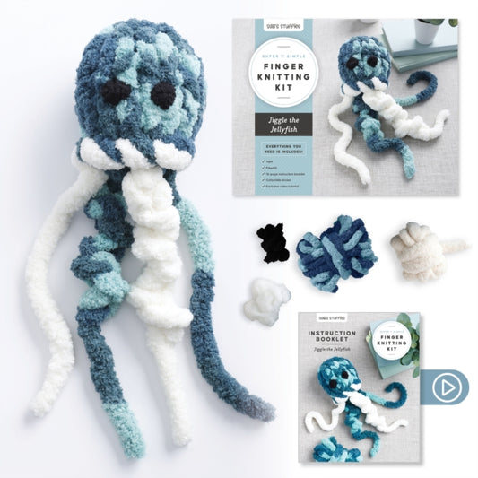 Book cover of: Super Simple Finger Knitting Kit Jiggle the Jellyfish
