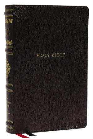 NKJV, Personal Size Reference Bible, Sovereign Collection, Genuine Leather, Black, Red Letter, Thumb Indexed, Comfort Print