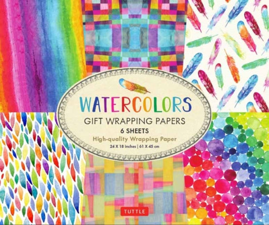Book cover of: Rainbow Watercolors Gift Wrapping Papers - 6 sheets