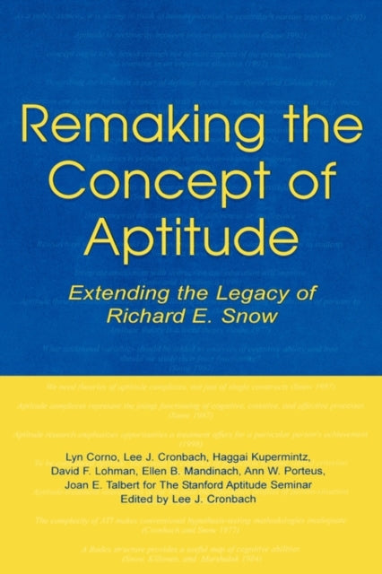 Book cover of: Remaking the Concept of Aptitude. By: Lyn Corno