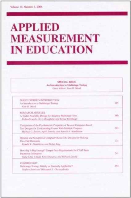 Book cover of: Introduction To Multistage Testing Ame V19#3. By: MEAD