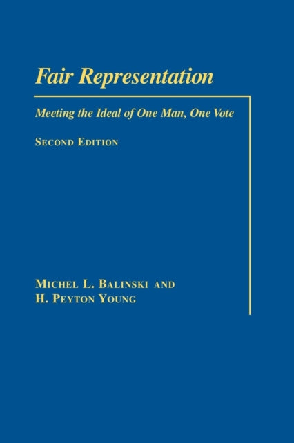 Book cover of: Fair Representation. By: Michel L. Balinski