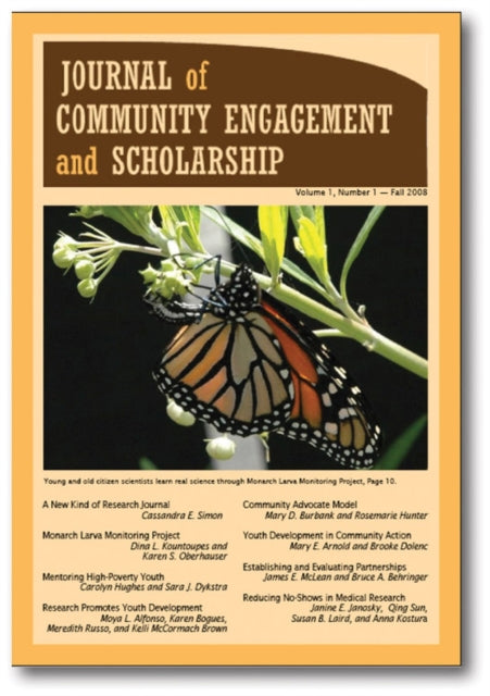 Book cover of: Journal of Community Engagement and Scholarship, Vol 1 No 1. By: Dina L. Kountoupes