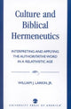 Book cover of: Culture and Biblical Hermeneutics