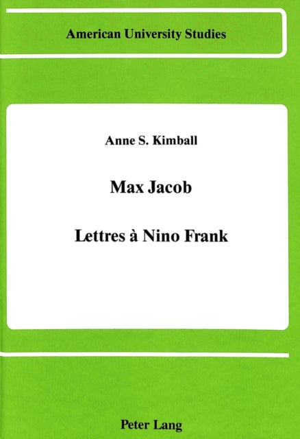 Book cover of: Max Jacob. By: Anne S. Kimball