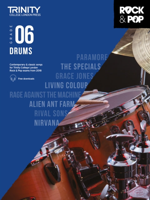 Book cover of: Trinity College London Rock & Pop 2018 Drums Grade 6. By: Hal Leonard Corp.