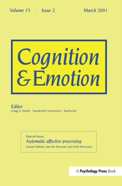 Book cover of: Automatic Affective Processing. By: Jan De Houwer
