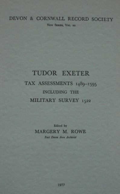 Book cover of: Tudor Exeter. By: Margery M. Rowe