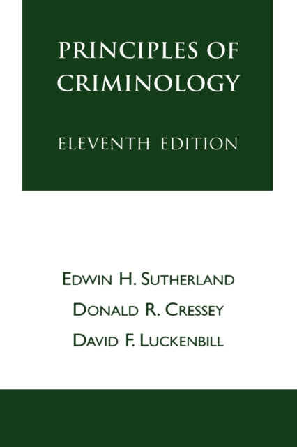 Book cover of: Principles of Criminology. By: Sutherland Edwin H.