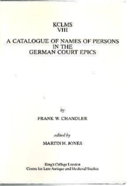 Book cover of: Catalogue of Names of Persons in the German Court Epics