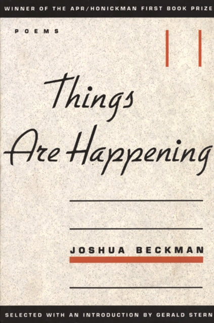 Book cover of: Things are Happening. By: Joshua Beckman