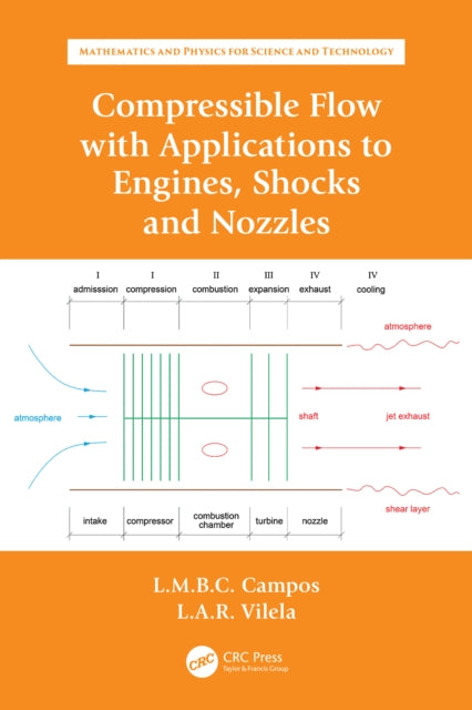 Book cover of: Compressible Flow with Applications to Engines, Shocks and Nozzles. By: Luis Manuel Braga Da Costa Campos