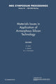 Book cover of: Materials Issues in Applications of Amorphous Silicon Technology: Volume 49. By: D. Adler