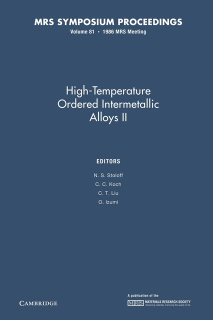 Book cover of: High-Temperature Ordered Intermetallic Alloys II: Volume 81. By: N. S. Stoloff
