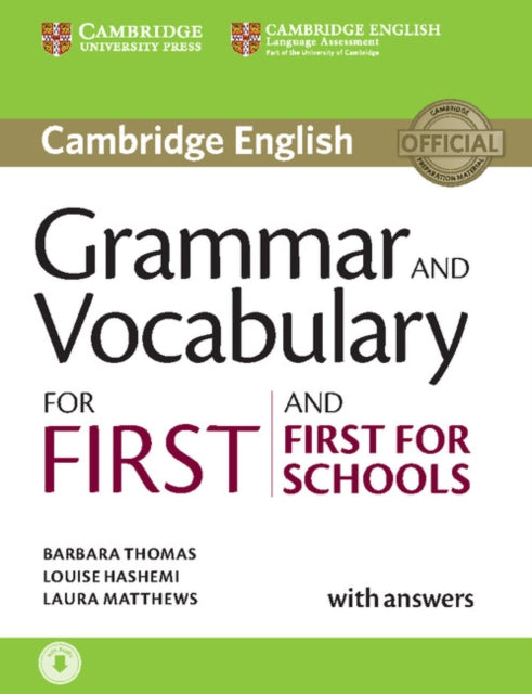 Book cover of: Grammar and Vocabulary for First and First for Schools Book with Answers and Audio. By: ThomasBarbara