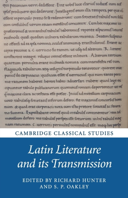 Book cover of: Latin Literature and its Transmission. By: Richard Hunter