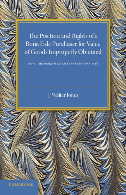 Book cover of: Bona Fide Purchase of Goods. By: J. Walter Jones