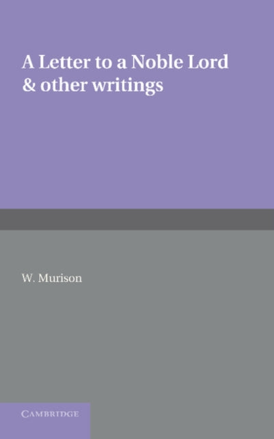 Book cover of: Letter to a Noble Lord and Other Writings. By: Edmund Burke