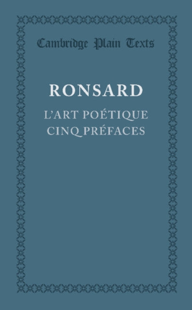 Book cover of: L'art poetique cinq prefaces. By: Pierre de Ronsard