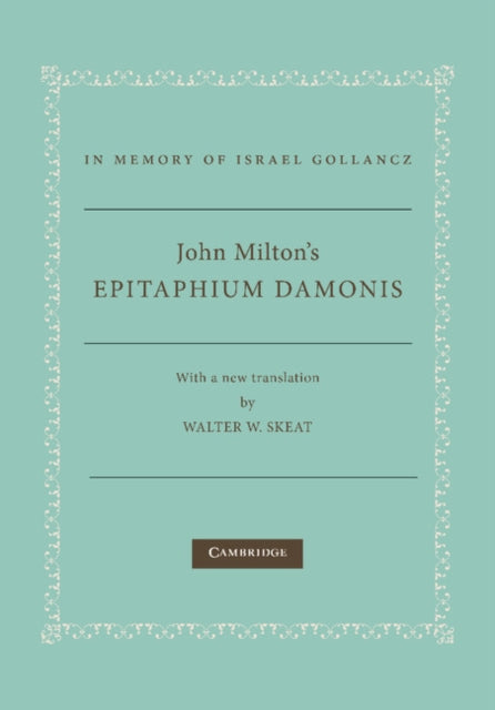 Book cover of: John Milton's Epitaphium Damonis. By: John Milton