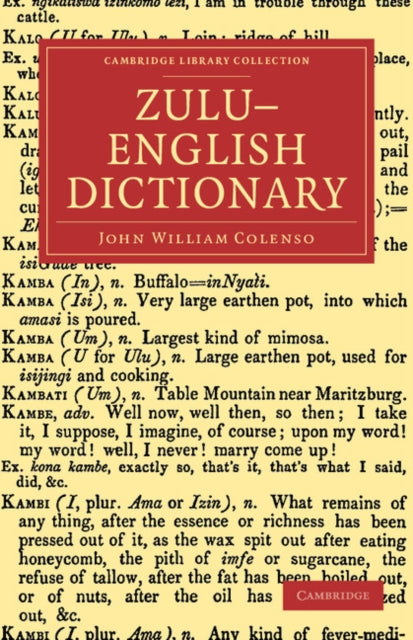 Book cover of: Zulu–English Dictionary. By: John William Colenso