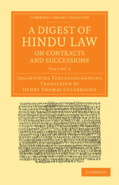 Book cover of: Digest of Hindu Law, on Contracts and Successions. By: Jagannátha Tercapanchánana