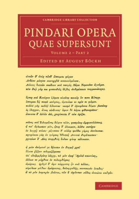 Book cover of: Pindari opera quae supersunt. By: August Böckh