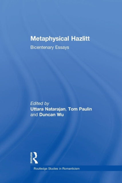Book cover of: Metaphysical Hazlitt. By: Uttara Natarajan
