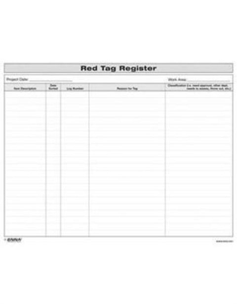5S Red Tag Register Form