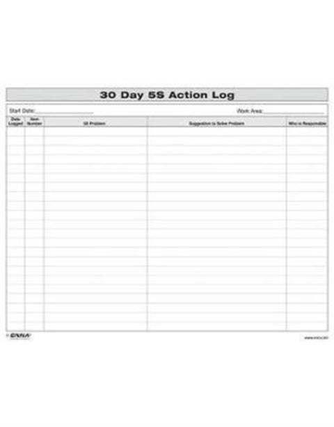 5S: 30 Day Action Log