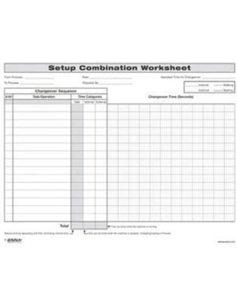 Quick Changeover: Setup Combination Worksheet