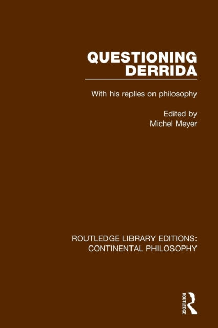 Book cover of: Questioning Derrida. By: Michel Meyer