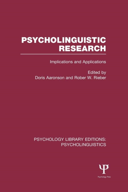 Book cover of: Psycholinguistic Research (PLE: Psycholinguistics). By: Doris Aaronson