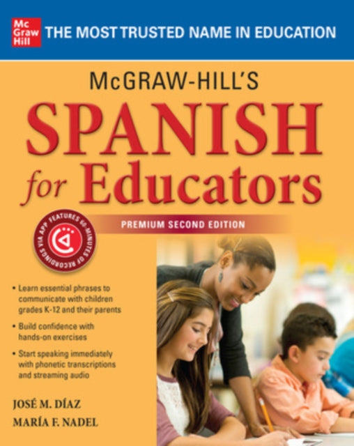 Book cover of: McGraw-Hill's Spanish for Educators, Premium Second Edition. By: José M. Díaz