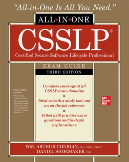 Book cover of: CSSLP Certified Secure Software Lifecycle Professional All-in-One Exam Guide, Third Edition. By: Wm. Arthur Conklin