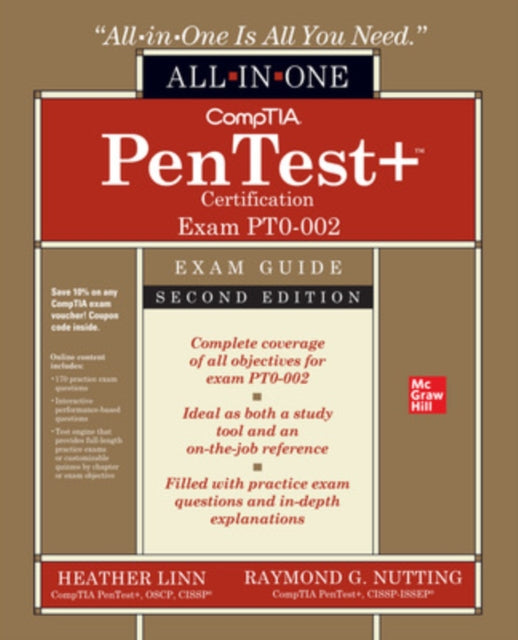 Book cover of: CompTIA PenTest+ Certification All-in-One Exam Guide, Second Edition (Exam PT0-002). By: Heather Linn