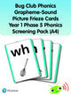 Book cover of: Bug Club Phonics Grapheme-Sound Picture Frieze Cards Year 1 Phase 5 Phonics screening pack (A4)