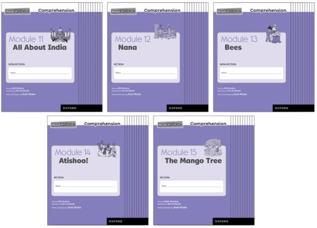 Book cover of: Read Write Inc. Comprehension: Modules 11-15 Class Pack of 50 (10 of each title). By: Ruth Miskin