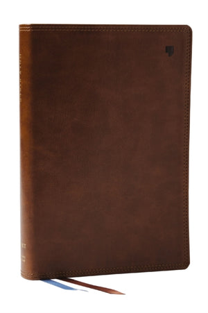 NET Bible, Large Print Thinline with Cross References, Brown Leathersoft, Comfort Print