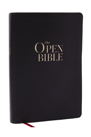 The Open Bible: Read and Discover the Bible for Yourself (NKJV, Black Leathersoft, Red Letter, Comfort Print)