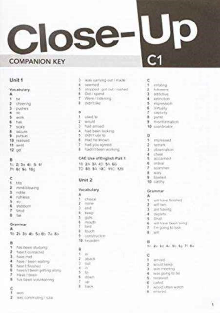 Book cover of: Close-Up C1: Companion Answer Key (Greece). By: Cengage