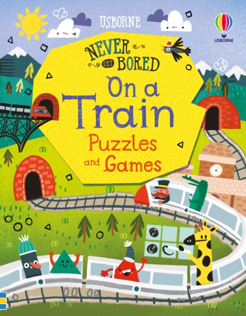 Book cover of: Never Get Bored on a Train Puzzles & Games. By: James Maclaine Tom Mumbray