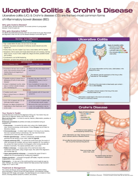 Ulcerative Colitis & Crohn's Disease Anatomical Chart Laminated