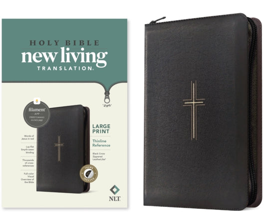 Book cover of: NLT Large Print Thinline Reference Zipper Bible