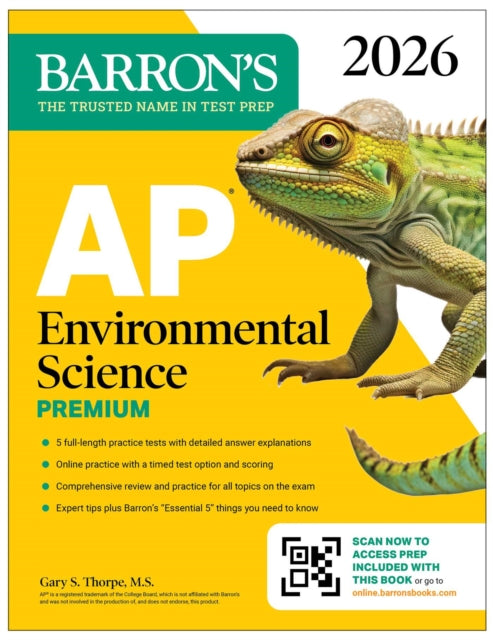 Book cover of: AP Environmental Science Premium, 2026: Prep Book With 5 Practice Tests + Comprehensive Review + Online Practice. By: Barron's Educational Barron's Educational Series