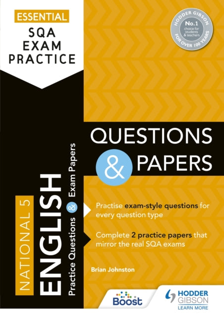 Book cover of: Essential SQA Exam Practice: National 5 English Questions and Papers. By: Brian Johnston
