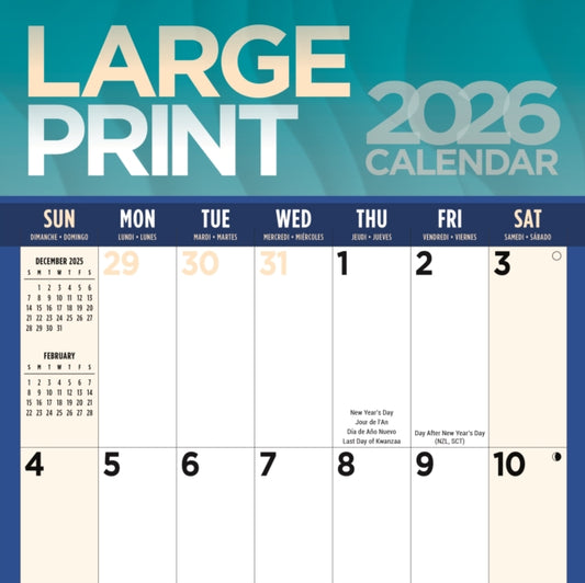 Book cover of: Large Print Square Wall Sunday Start Cal