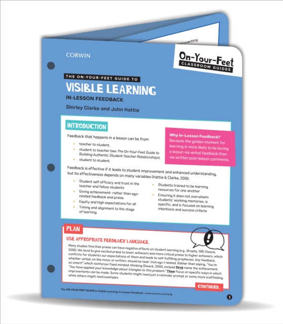 Book cover of: On-Your-Feet Guide to Visible Learning. By: Shirley J. Holmes Clarke