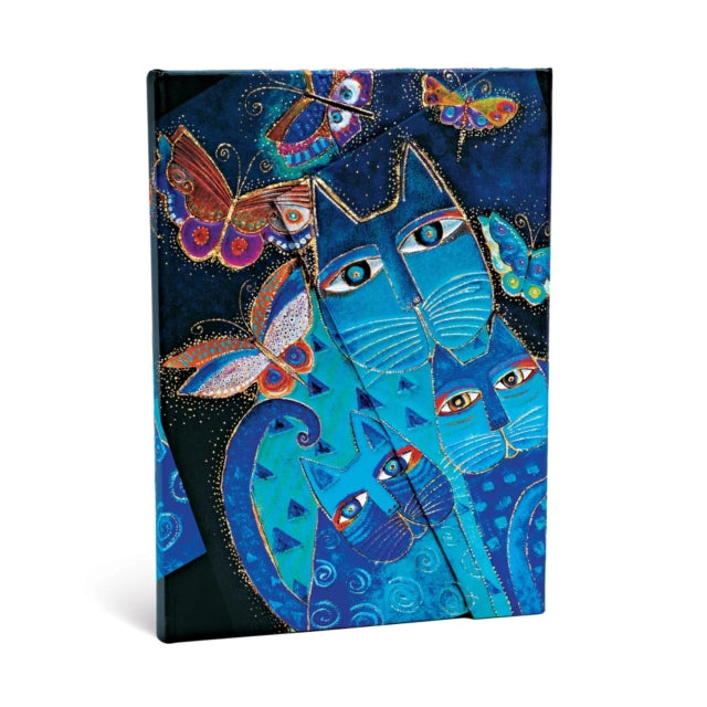 Book cover of: Blue Cats & Butterflies Lined Hardcover Journal. By: Laurel Burch