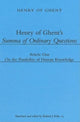 Book cover of: Henry of Ghent`s Summa of Ordinary Questions – Article One: On the Possibility of Knowing. By: Henry of Ghent